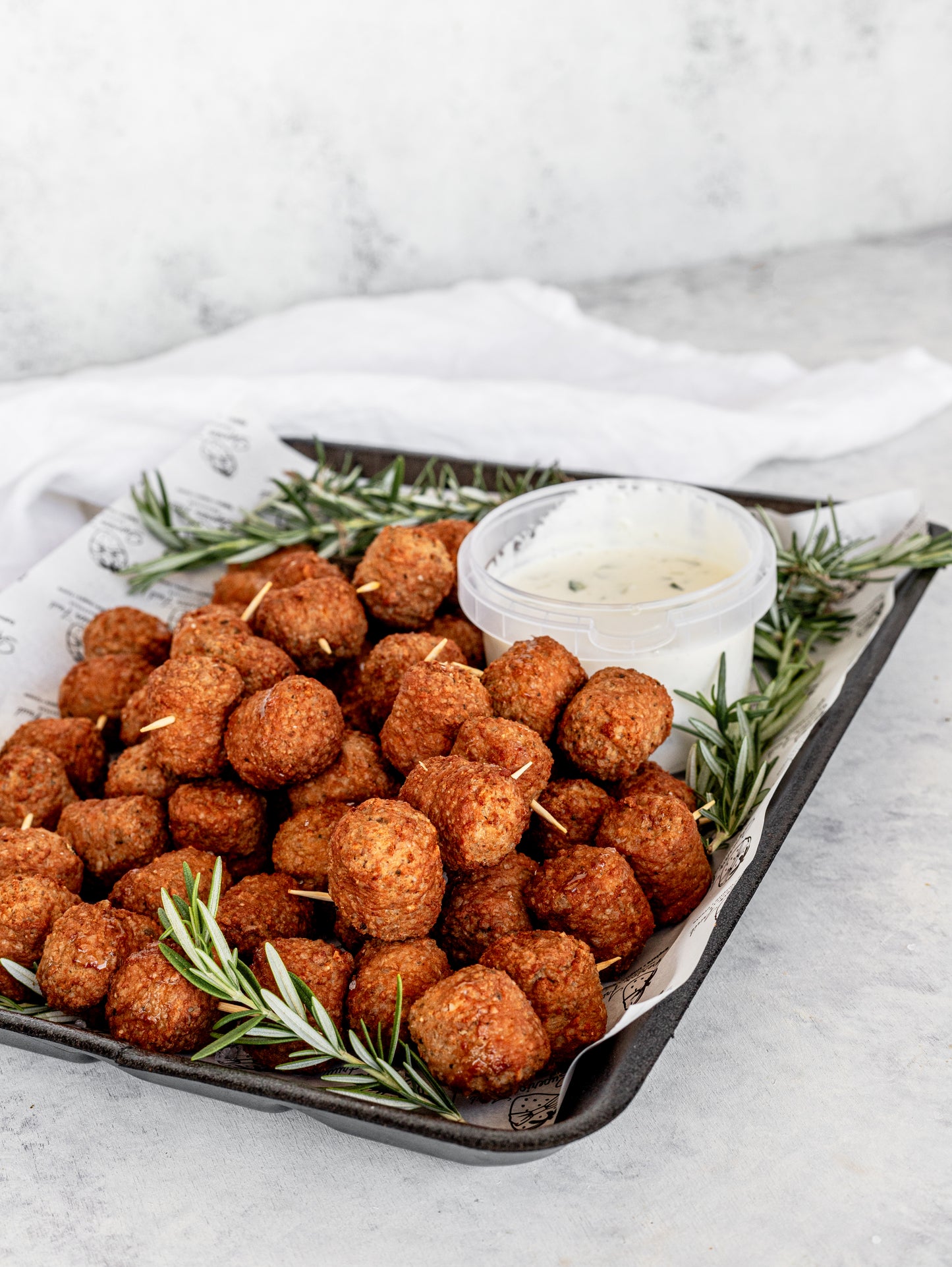 Charcoal Meatball & Tzatziki Dipping Sauce Platter