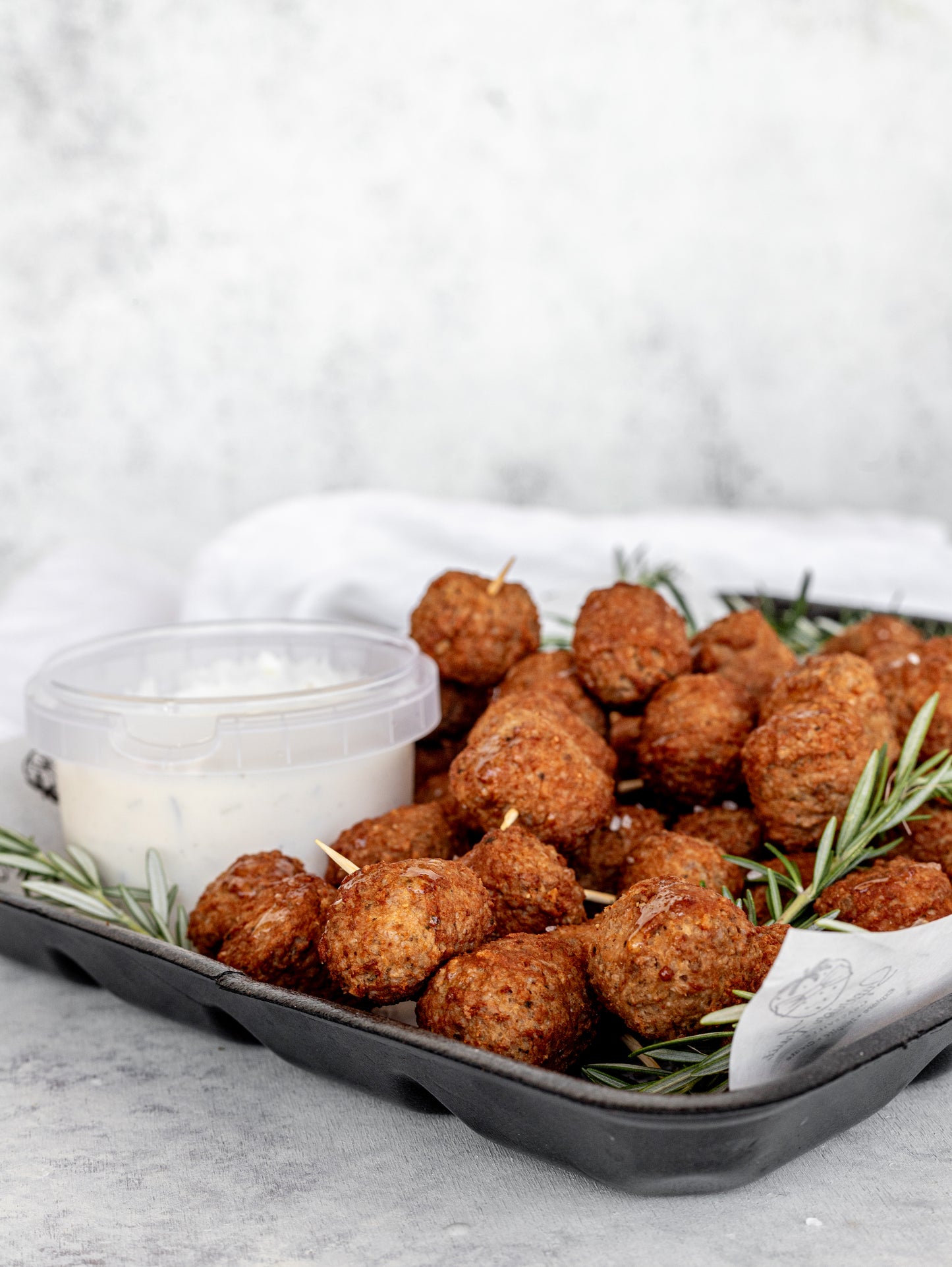 Charcoal Meatball & Tzatziki Dipping Sauce Platter