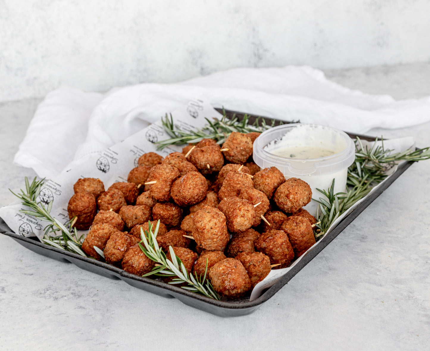 Charcoal Meatball & Tzatziki Dipping Sauce Platter