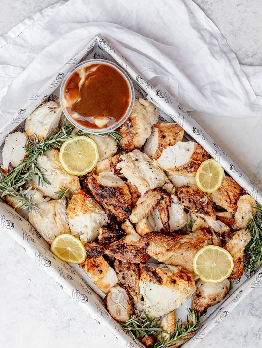 Roast Chicken Party Platter with Fixings (Gluten Free except for bread rolls)