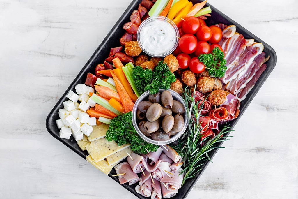 Antipasto Platter - A Selection of Meats, Vegetables, Cheese and Dip (Gluten Free)